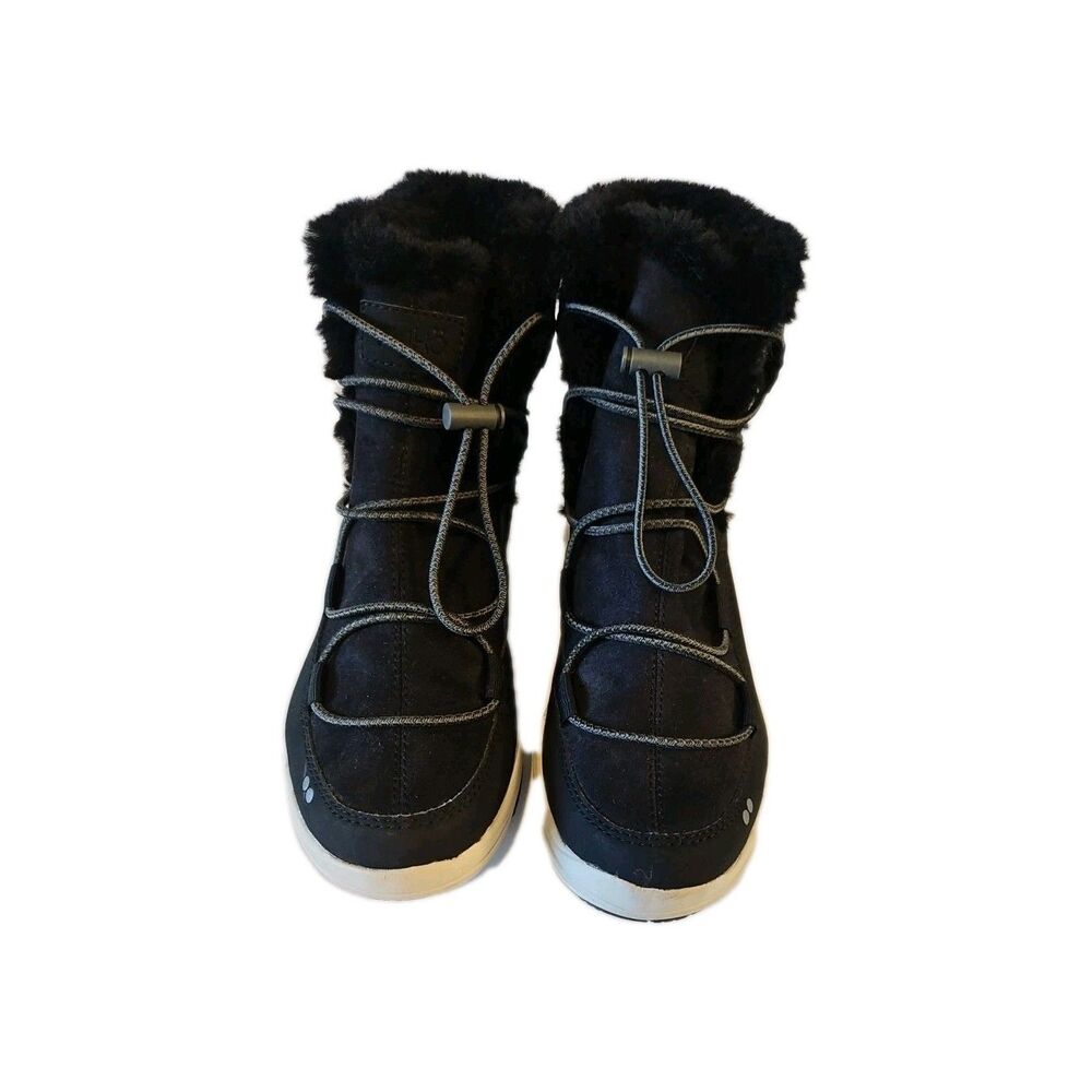 Ryka Black Faux Fur Winter Snow Ankle Boots Booties Sz 6.5 - Picture 2 of 6